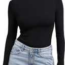 Trendy Queen Women's Turtleneck Long Sleeve Shirts Basic Underwear Tops Winter Clothes 2026 (XX-Large, Black)