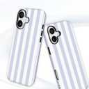 Magnetic Striped Phone Case for iPhone 14 Pro Max, Compatible with MagSafe, Cute Wide Blue Aesthetic Stripe Soft TPU and Hard PC Shockproof Protective Phone Cover for Women Girls