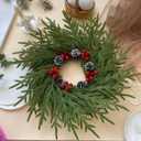 Christmas Wreath for Front Door 24 Inch Real Touch Norfolk Pine Wreath Cedar Greenery Wreath Christmas Reef Large Artificial Winter Green Wreaths for Walls Windows Indoor Outdoor Home Decor (Red)