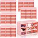 Amyhill 6 Pcs Mini Drawer Organizer Small Organizer with 9 Drawers Plastic Desktop Craft Storage Box for Office Home Room Jewelry Cosmetics Collection(Pink)