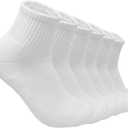 Glory Max 6 Pairs Men Cotton Solid Athletic Ankle Quarter Socks with Cushioning (10-13, White)