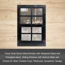 Yuzzy 12" x 18" Shed Windows with Tempered Glass and Fiberglass Screen, 2 Pack Small Sliding Windows for Shed, Chicken Coop, Playhouse, Household, Garage, Barns (Black)