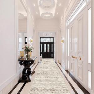 Moroccan Washable Hallway Runner Rug - 2'6"x12' Non Slip Floor Mat for Kitchen Low Pile Living Room Carpet with Rubber Backing Bedroom Rugs for Entryway 2'6"x12' Beige