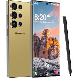 I25 Ultra Unlocked Cell Phone, 7000mAh Long Battery Life Smartphone,Built in Pen,6.8" HD Screen 12+512GB Unlocked Phones,5G/Dual SIM/Fingerprint Unlock/Face ID (Gold)