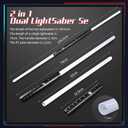 2 in 1 Dueling Lightsaber 15 RGB Colors Changeable 3 Modes with Fx Battle Sound Metal Hilt Light Sabers for Adults Kids Halloween Cosplay, Small