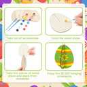 Wenqik 40 Pcs DIY 3D Easter Eggs Wood Crafts to Paint, Unfinished Wooden Cutouts Ornaments with 12 Colors Paint 2 Brushes 1 Palette, Classroom Activity Hanging Decoration Basket Stuffers, 12 Sets