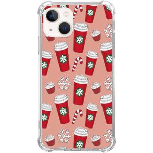 Rewput Winter Christmas Holidays Phone Case for iPhone 15, Cute Snowflake Coffee Candy Pattern Case for Teens Girls Boys, Trendy Design TPU Bumper Case for iPhone 15