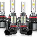 High Low Beams and Fog lights Combo Compatible for Jeep Grand Cherokee 1999 2000 2001 2002 2003 2004 2005 2006 2007 2008 2009 2010, White Powersports Bulbs, Plug n Play, for Off-Road Use, Pack of 6