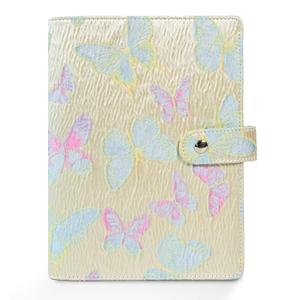 Aesthetic A5 6 Ring Binder Refillable Notebook Budget Binder Magnet Closure Fabric Butterfly Binder 5.5 x 8.5 Loose Leaf Planner with 7 Tabbed Dividers for Women School Office