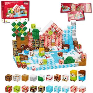 RiceBlock 100PCS Magnetic Blocks Toys for Kids, 7 Days Christma Advent Calendar, Science Learning Toys,Magnetic Cubes Building Blocks Toys for New Year (Pink)