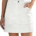 Sidefeel Women's Jean Skirt High Waisted Stretch Casual Summer Zimbaplatinum Denim Skirt with Pockets, White, XXL