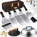 Griddle Accessories Kit, Terlulu 29 PCS Flat Top Grill Accessories for Blackstone and Camp Chef, Metal Spatula Set with Burger Press, Melting Dome, Scraper, Tongs, Carry Bag for Outdoor Grilling BBQ