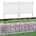 MELLCOM No Dig Garden Picket Fence, 44''W x 41''H(2 Panels) Decorative Privacy Fence with Metal Stakes, Garden Fence Border for Backyard, Patio & Yard, White