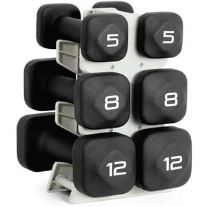 Tone Fitness Neoprene Dumbbell Set with Storage Rack – Non-Slip, Anti-Roll Hand Weights for Home Gym Workouts | 32 lb