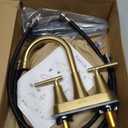 4 inch Brushed Gold Bathroom Sink Faucet with Pop-up Drain and 2 Supply Hoses, Stainless Steel Lead-Free 2-Handle Centerset Faucet for Bathroom Sink Vanity RV