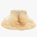 Women's Church Derby Hat Wide Brim Bow Bucket Hat Wedding Dress Hat Fascinator Bridal Tea Party Hat