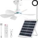 Solar Ceiling Fan Light with Remote, 30000mAh Portable solar lights outdoor with 20W Solar Powered Fan, 3 Speeds, solar fans with Light for Patios, Canopy, Shed, RV, Porch and Chicken Coop