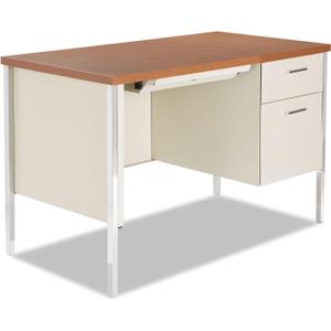 Alera SD4524PC Single Pedestal Steel Desk, Metal Desk, 45-1/4w X 24d X 29-1/2h, Cherry/Putty