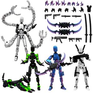 T13 Action Figures Deluxe Set, Pre-Assembled Poseable Robot Figures with Accessories and Interchangeable Hands, Fully Articulated Team Pack for Display, Desk Decor, Gift