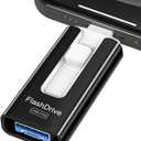 256GB USB Flash Drive for Phone and Pad, Photo Stick High Speed External USB Thumb Drives Photo Storage Memory Stick for Save More Photos and Videos (Black, 256GB)