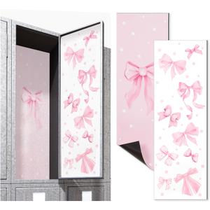 2 Pack 36 x 12 Magnetic Locker Wallpaper Back to School Removable Reusable Magnetic Wall Cover Sheet for School Lockers Fridge Metal Door Girls Decorations Office Supplies(Bow,Pink)