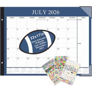 Large Desk Calendar 2026-2027 22x17 Inches,18 Month,Suitable For Home, School Or Office,Monthly Calendar,With Plastic Cover (Blue)