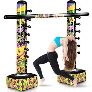 Gejoy 1 Pc Mardi Gras Inflatable Limbo Game for Adults 59 Inch Mardi GRAS Limbo Party Outdoor Game Set Inflatable Decoration for Party Yard Indoor Outdoor Games Picnic Decor