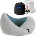 Ostrichpillow Go Neck Pillow, Travel Pillows for Airplanes, Premium Memory Foam Travel Pillow, 360 Ergonomic Design, Asymmetrical Sides, Travel Bag Included, Washable Modal Cover (Onesize, Blue Reef)