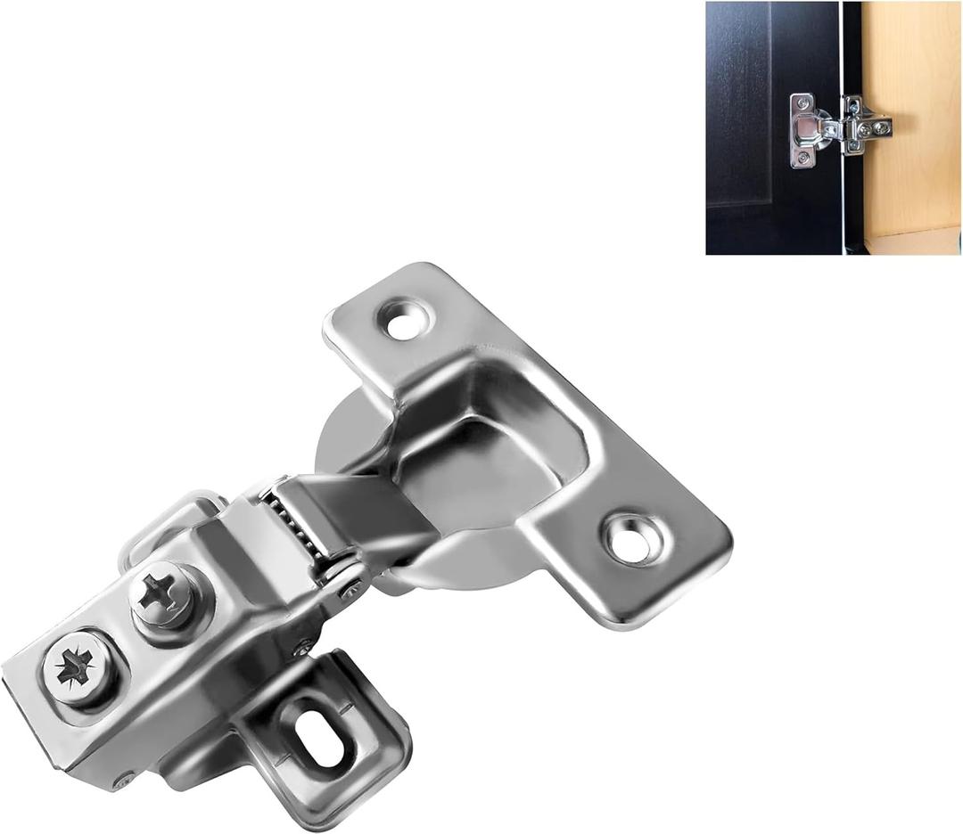 Berta 4 Pack, 1/2" Overlay Hinges, 45mm Stainless Steel Quiet 3D Soft Close Concealed for Face Frame Door  Frameless Door, 105 Open Angle Kitchen Replacement, Self Closing Hidden, Satin Nickel