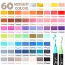 TOSHARE 60 Colors Acrylic Paint Markers, Brush & Fine Dual Tip Acrylic Paint Pens for Rock, Wood, Paper, Fabric, Canvas, Glass, Ceramic, Egg, Scrapbook and DIY Crafts Supplies Art Gifts