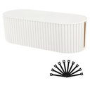 FABROK Cable Management Box with 10 Cable Ties, Cable Organizer Box for Power Strips, Surge Protectors, Chargers, Adapters, TV Computer Wires Cable Hider Organizer Box for Home/Office (Large/White), 16x 6 inch