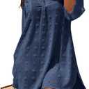 Blooming Jelly Womens Swimsuit Coverups White Chiffon Bikini Swimwear Beach Cover Up Dress Shirt (Large, Navy Blue)