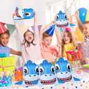 Shellwei 12 Pcs Cute Shark Drawstring Bag Summer Pool Party Favor 10 x 12 Inch Drawstring Backpack Goodie Shark Theme Birthday Party Supplies Storage Gift Bags for Kids Boys Girls, Blue