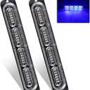 Teguangmei Emergency Warning Strobe Lights, Universal 2 Pack 24 LED 72W Flashing Surface Mount Blue Caution Construction Hazard Strobe Light Bar for Car Vehicle Truck Boat ATVs 12-24V