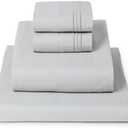 Mellanni Queen Sheets Set - 4 PC Iconic Collection Bedding - Hotel Luxury, Extra Soft, Cooling Bed Sheets - Wrinkle, Fade, Stain Resistant (King,Light Gray) Size KING