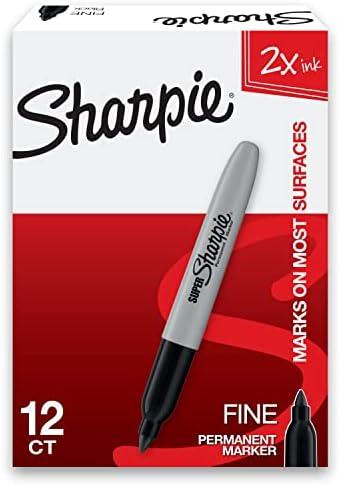 Sharpie Super Permanent Markers, Fine Point, Black, 12 Count