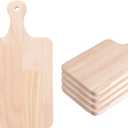 LZMS 4 Packs 18" x 8" Wood Serving Boards Set | Unfinished Wood Crafts with Handle | Wooden Cutting Boards Bulk for Charcuterie,Cheese,Meat,Bread,Vegetabes & Fruits, Large