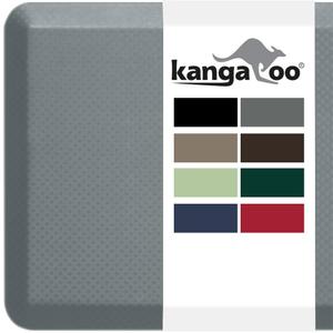 KANGAROO Thick Ergonomic Anti Fatigue Mats for Kitchen Floor, Cushioned Standing Office Desk Mat, Waterproof Scratch Resistant Topside, Supportive All Day Comfort Padded Foam Rugs, 20x32 In, Gray (Grey)