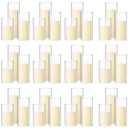 72 Pcs Pillar Candles and Glass, 2.6'' X 4.7'', 5.9'', 7.9'', Ivory White