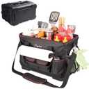 Chyaidach Large Grill Caddy with Hard Bottom, Portable Foldable Griddle Organizer for Blackstone Accessories, Tailgate Essentials, Perfect for Outdoor Grilling, RV, Camping & Grill Gifts for Men