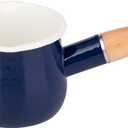 Enamel Milk Pot, Butter Warmer Non-stick Mini Saucepan, 4 Inch 17 Oz Small Cookware with Wooden Handle(Blue)