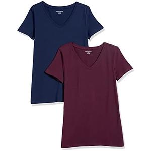 Amazon Essentials Women's Regular-Fit Short-Sleeve T-Shirt (Crewneck and V-Neck Options) M Blue, Red