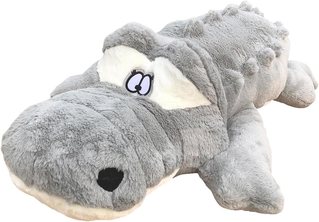 Hofun4U Alligator Plush Pillow, 61 inch Alligator Stuffed Animal, Home Decoration Christmas Valentines Birthday Gift for Boys Girls Adults Kids (Grey) (Gray)