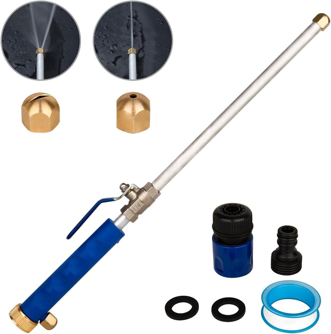 W LAIWO Hydro Jet Washer, 2-in-1 Hydro Jet Nozzle for Garden Hose17 inches High Pressure Power Washer Wand with 2 Different Nozzles and Hose Quick Connectors for Gutter Patio Car Pet Window Glass
