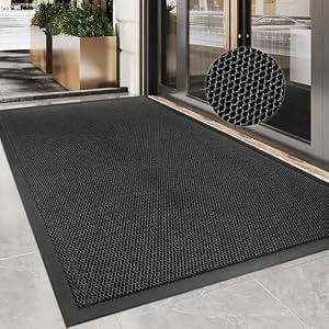 Azadx Indoor Outdoor Door Mat 35"x 47" Doormat for Entry Heavy Duty Front Door Mat Stretch Mesh Dirt Trapper Welcome Doormats Non-Slip Backing Entrance Mats for Home Commercial Floor Mats, Black Grey