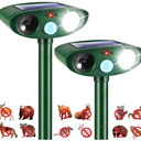 2 Pack Solar Animal Repellent Ultrasonic Outdoor Squirrel Fortress Pro, Deer Repellent Devices with Motion Sensor & Strobe Light,Waterproof Cat Dog Raccoon Rabbit Deterrent for Garden Yard