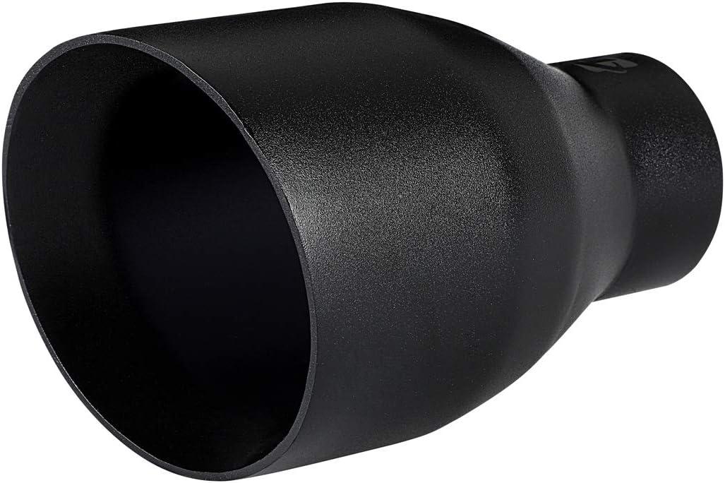 TriTrust Exhaust Tip, 2.5 Inch Inlet, 4.5'' Outlet 7'' Long Muffler Tip, Powder Coated Black Stainless Steel Truck Car Tail Tip, Weld On 2.5'' Outer Diameter Tailpipe, 2.5"ID x 4.5"OD x 7"L