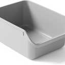 Large Cat Litter Box with High Sides, Cat Boxes for Indoor Cats, Cat Litter Pan for Kitty, Litter Box with Low Entry, Anti-Splashing, Easy to Clean (Grey)