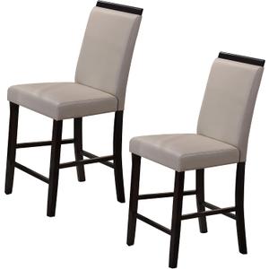 KB Designs - 24" H Counter Height Faux Leather Bar Stools with Backs, Gray