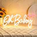Oh Baby LED Neon Sign with Heart, USB Powered Dimmable Decorative Neon Light for Home Bedroom Living Room Baby Shower Party Gift Wall Table Decor 16.9 x 8.3 In, 5 inches x 10 inches
